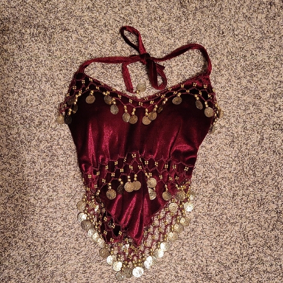 unique Other - SALE--Elegant Burgundy Halter Top for Belly Dancer